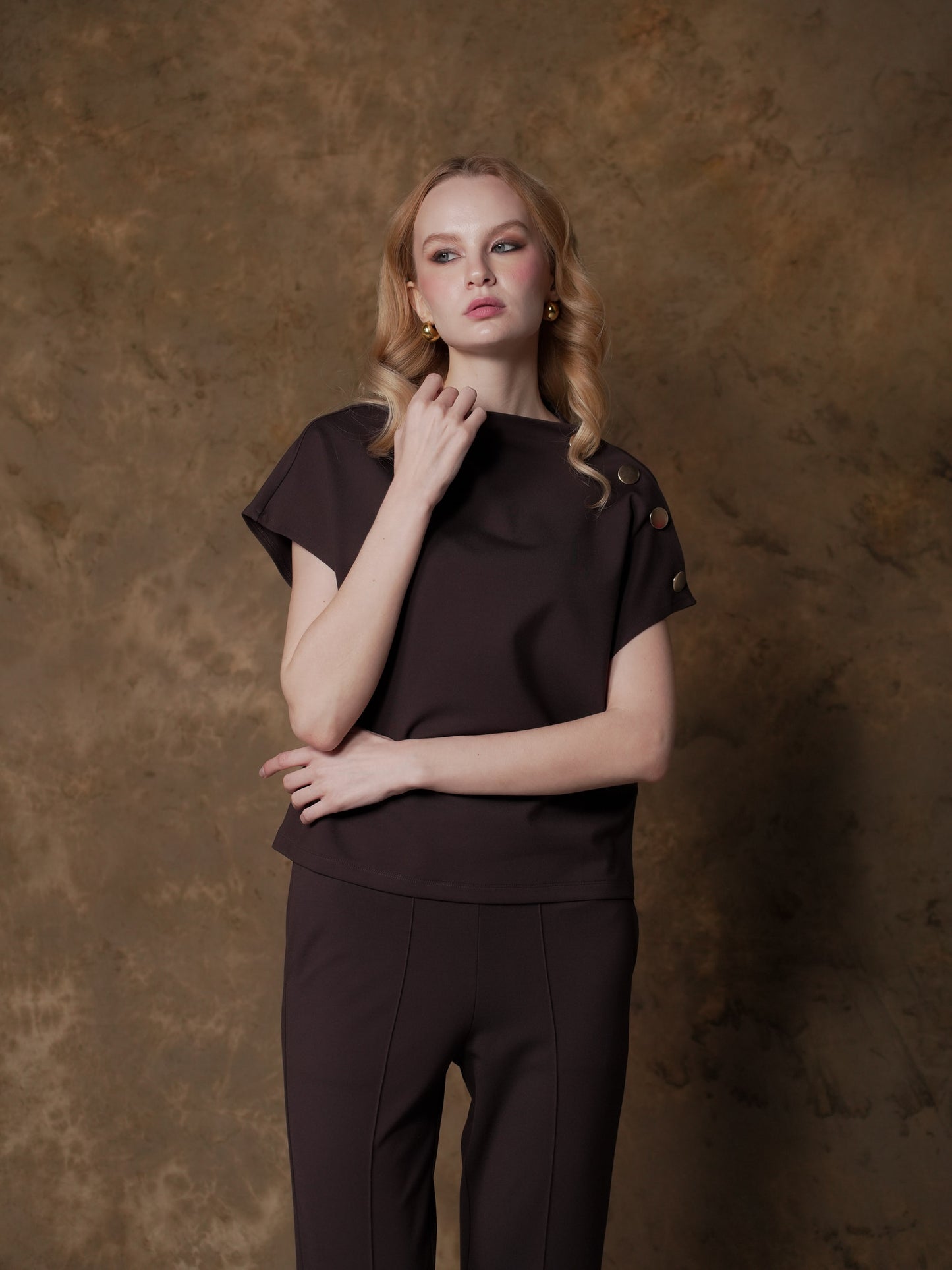 Venti Button Detail Top