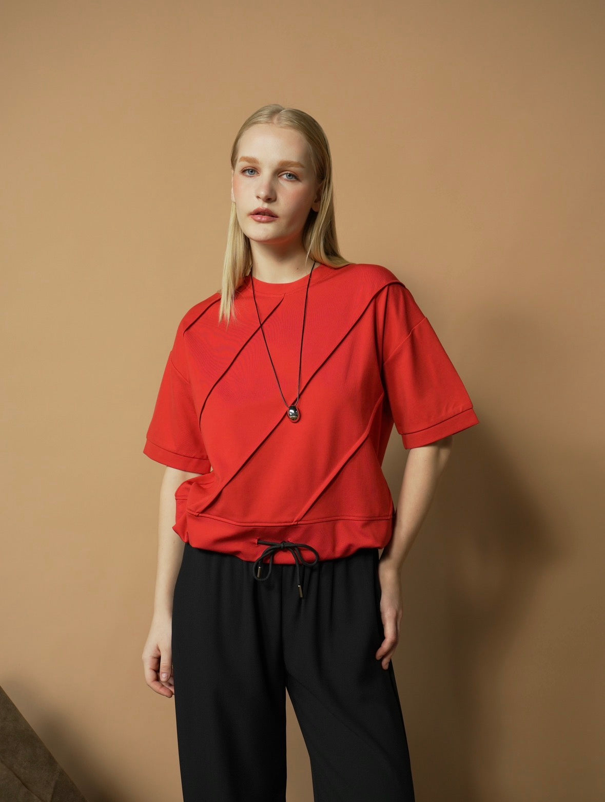 Lassy Slanted Pleats Top