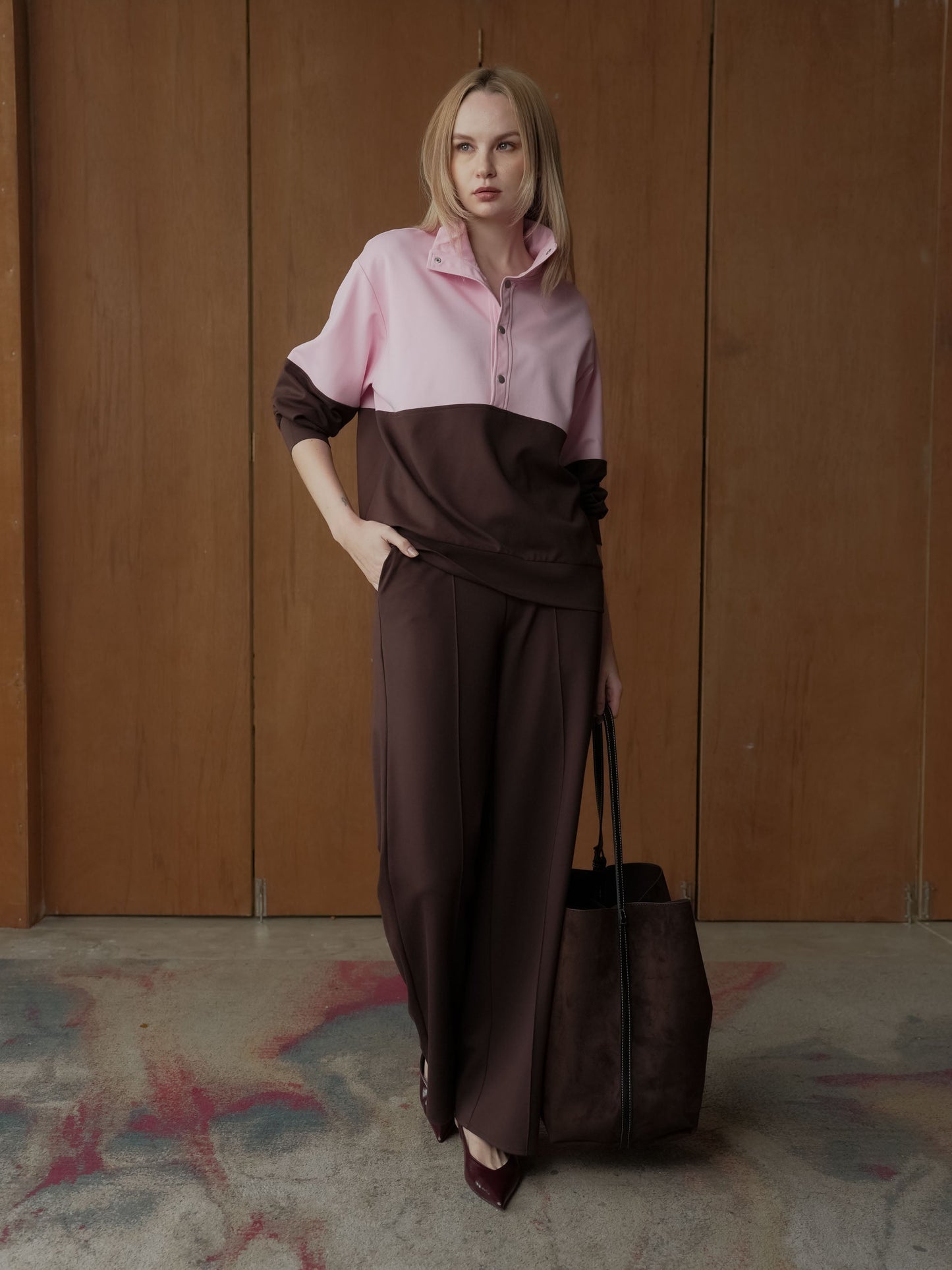 Fendy Two-tone Hi-neck Sweater