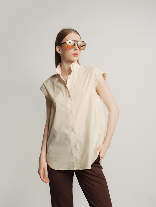 Lilo High Neck Buttondown Top