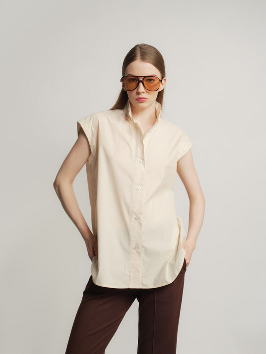 Lilo High Neck Buttondown Top