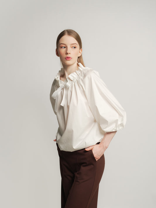 Apple Gather Neck Tie Top