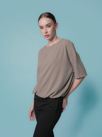 Elfie Crepe Toggle Hem Top