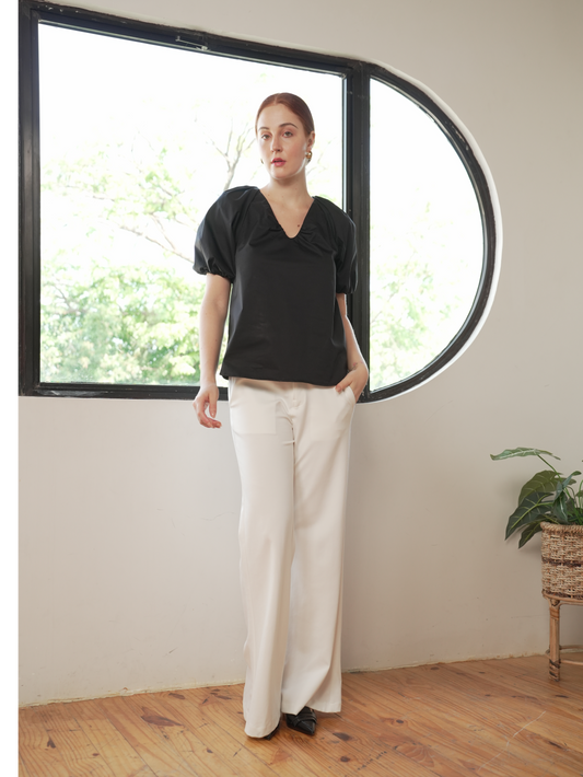 Demi V Neck Puff Sleeve Top