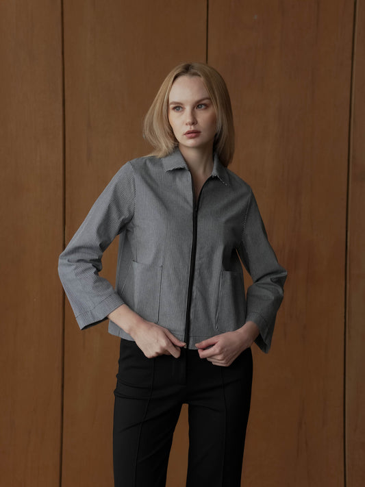 Nate Striped Zipped Top