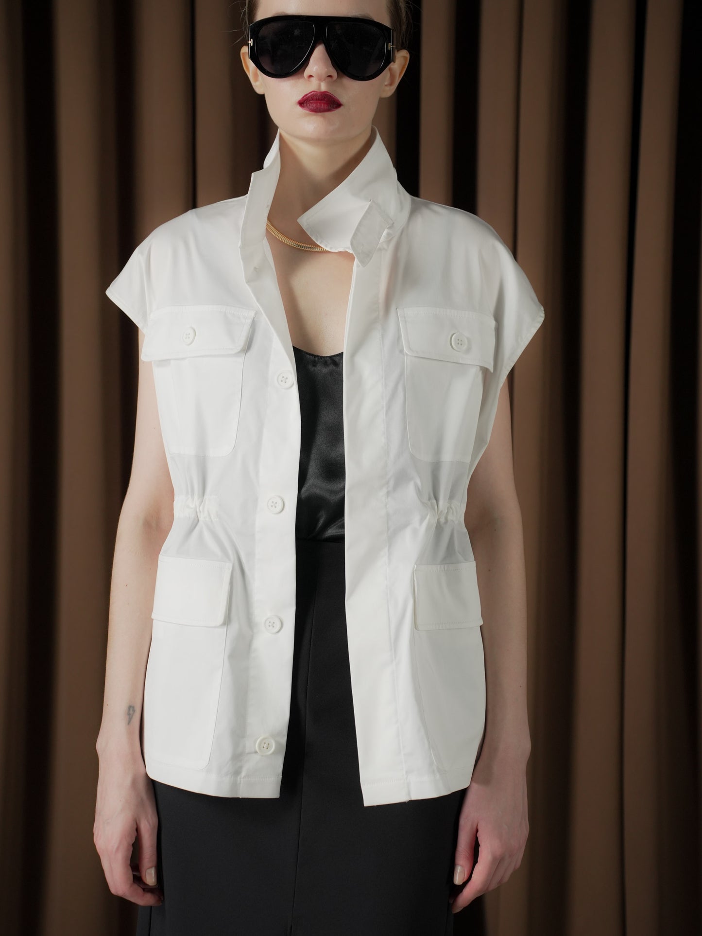 Barbara Cargo Hi-neck Vest Top