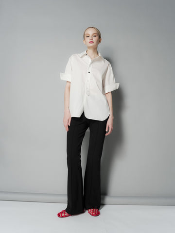 Megan Two-Tone Buttons Polo Top