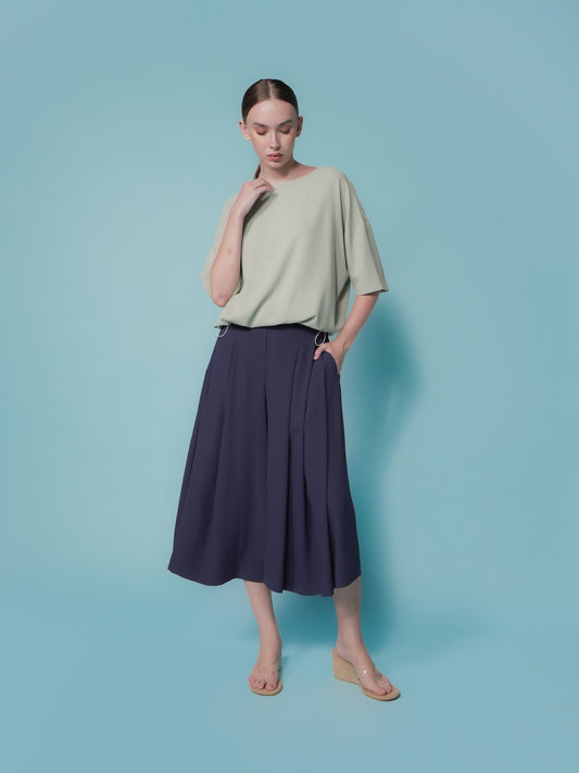 Elfie Crepe Toggle Hem Top