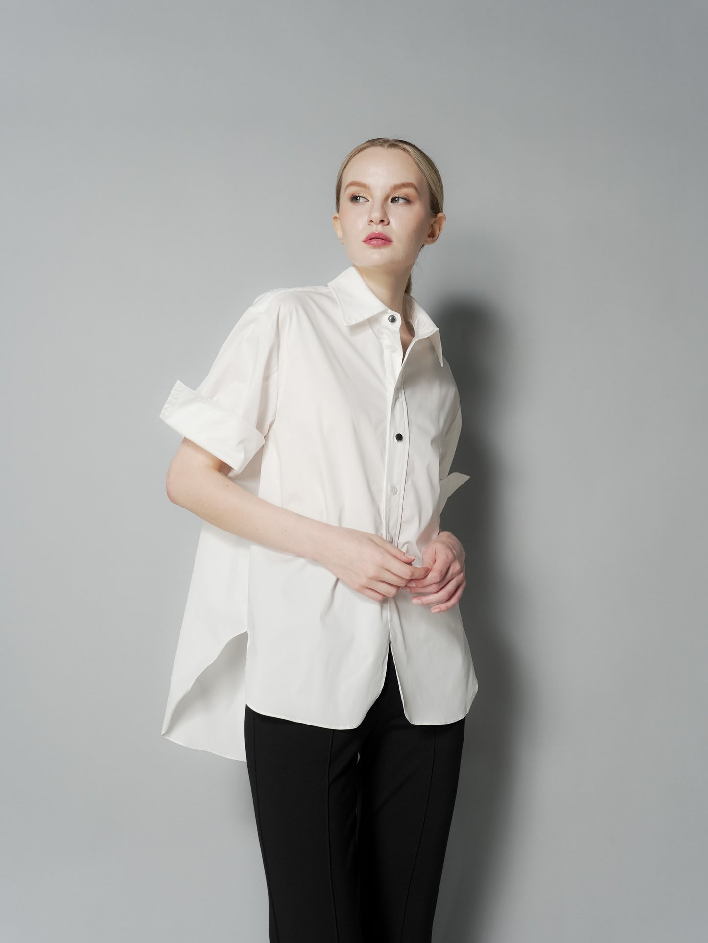 Megan Two-Tone Buttons Polo Top
