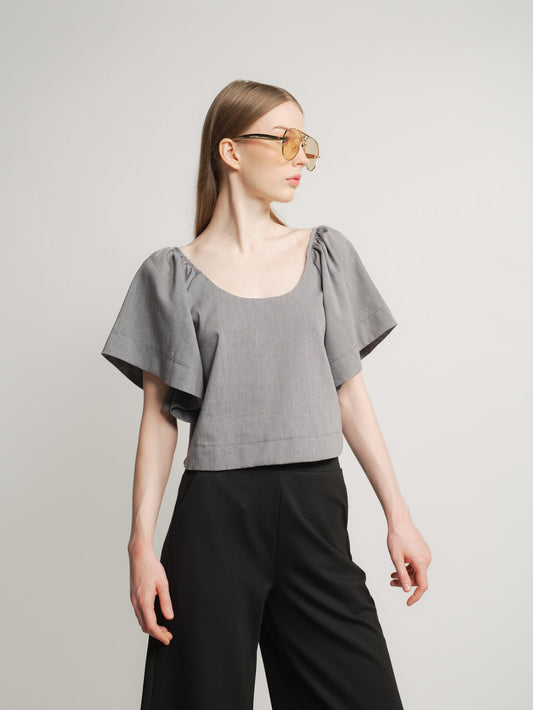 Sharon Flounced Sleeve Top