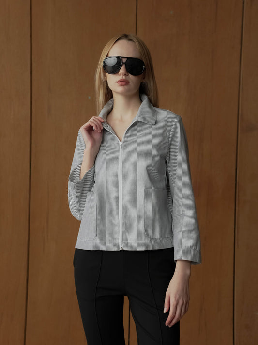 Nate Striped Zipped Top