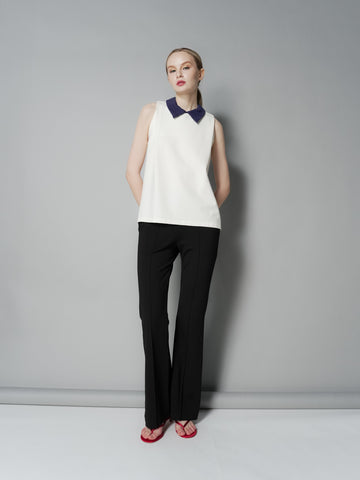 Mina Two-Tone Collar Sleeveless Top