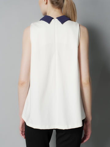 Mina Two-Tone Collar Sleeveless Top