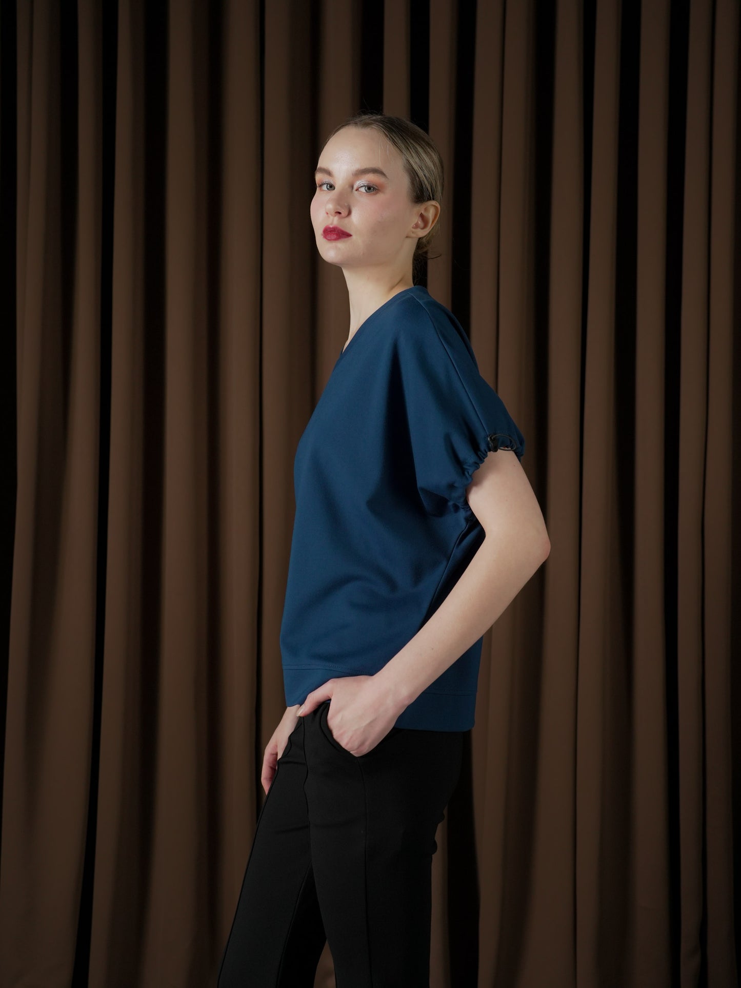 Petra Elastic Sleeve Hem Top