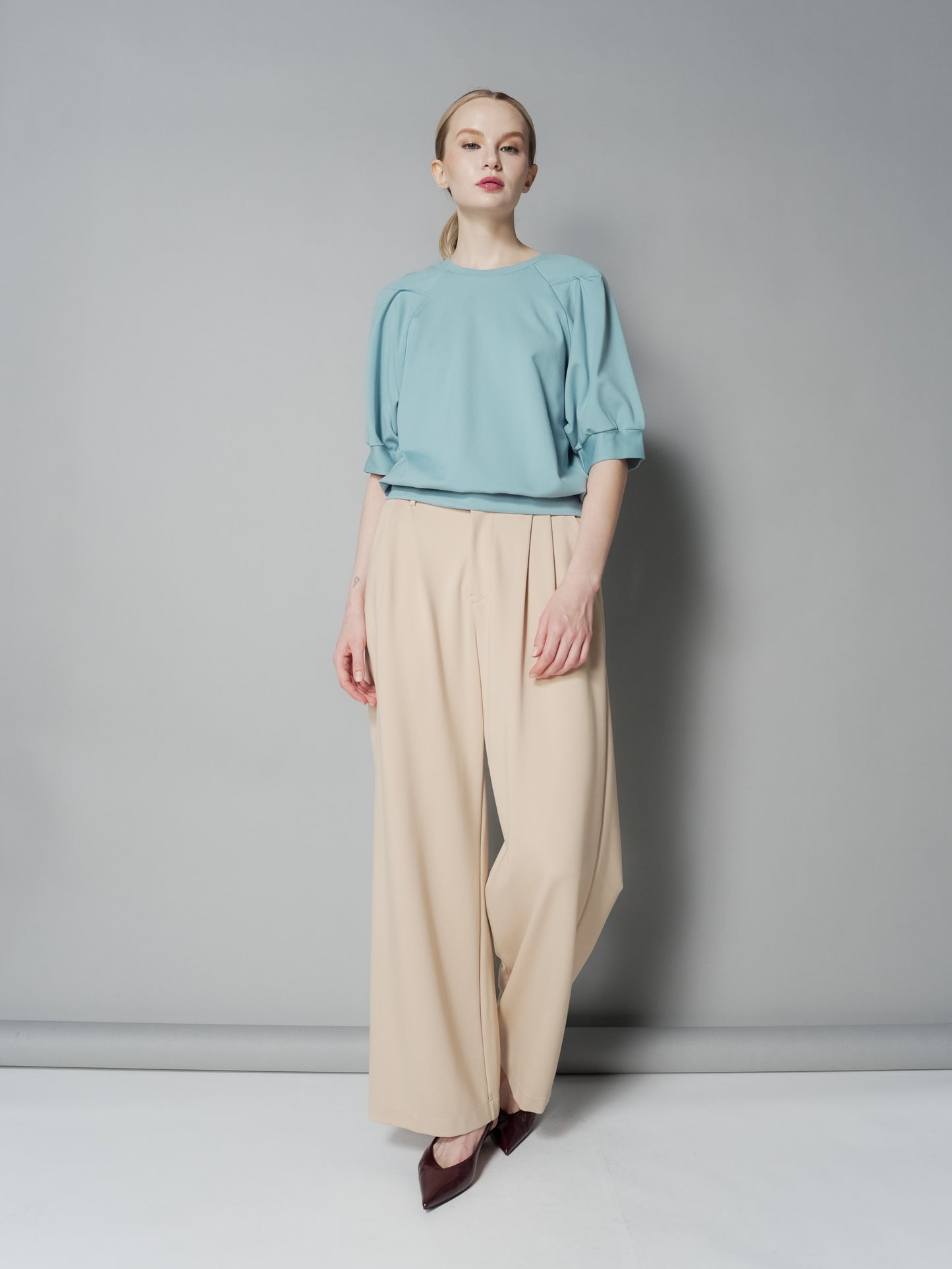 Cess Pleated Sleeve Top