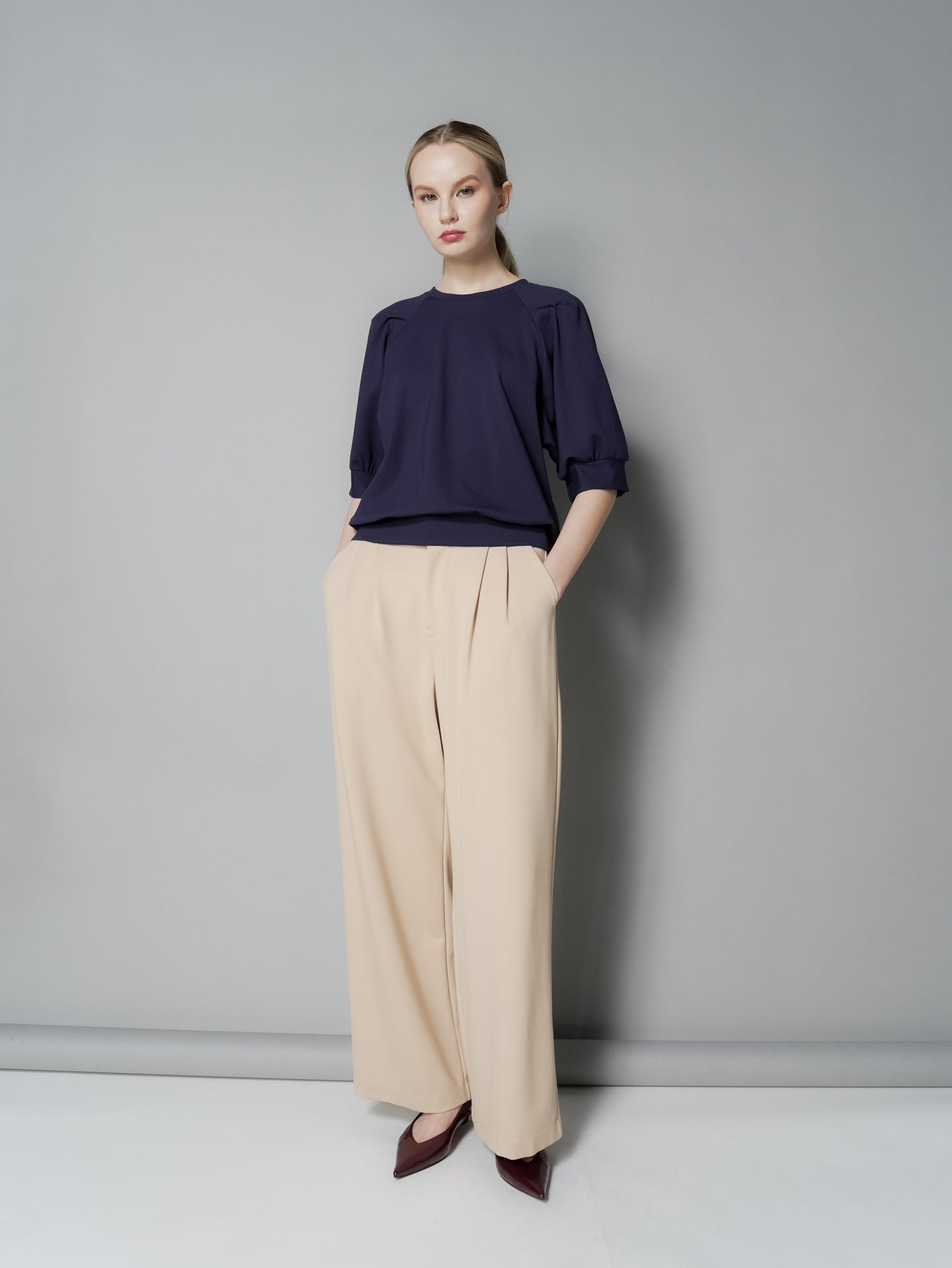 Cess Pleated Sleeve Top