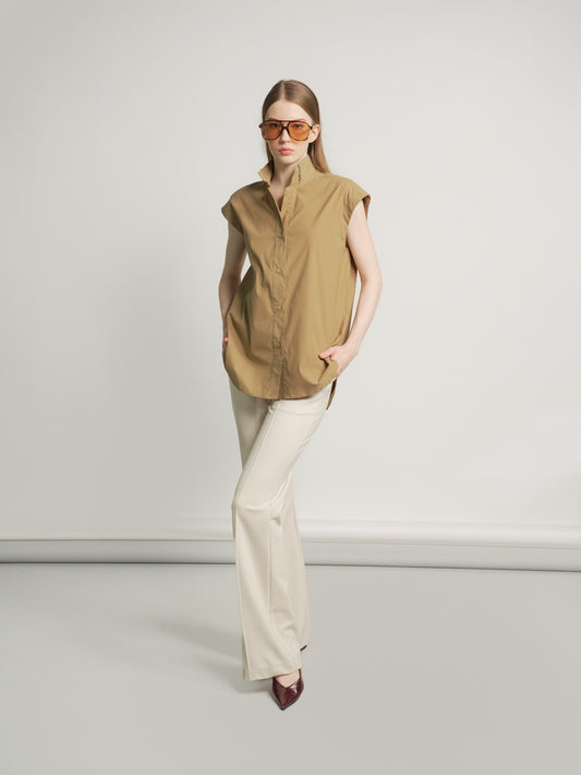 Lilo High Neck Buttondown Top