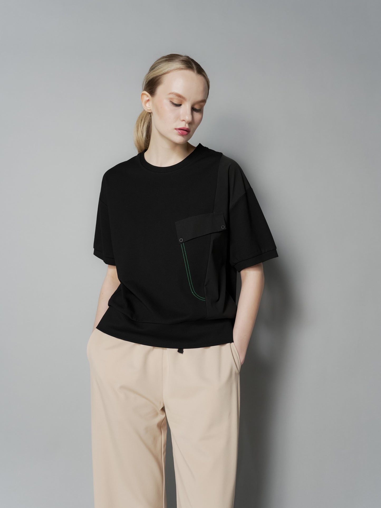 Aliyah Contrast Stitch Combi Top