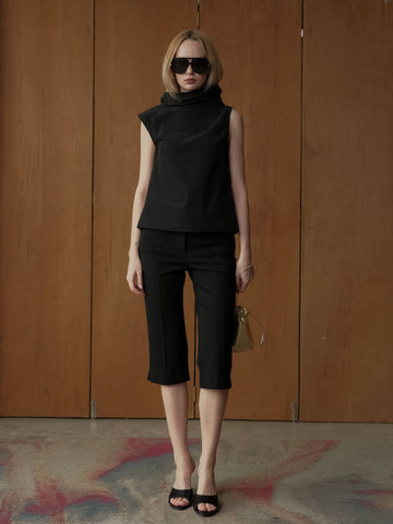 Doha Draped Collar Sleeveless Top