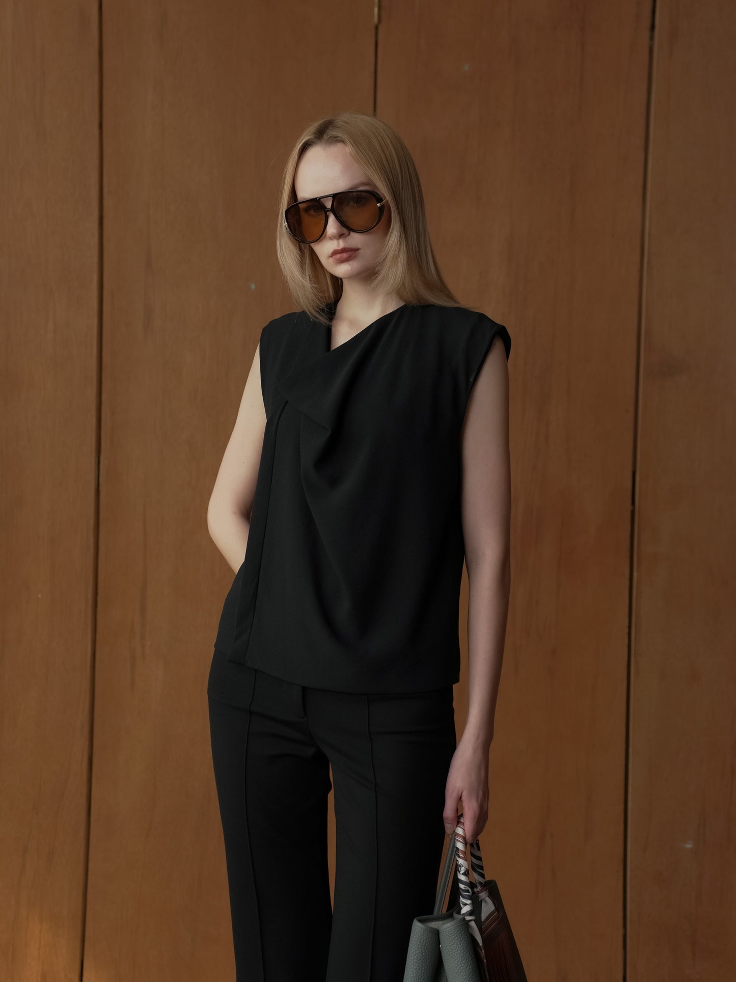 Ina Sleeveless Crepe Top