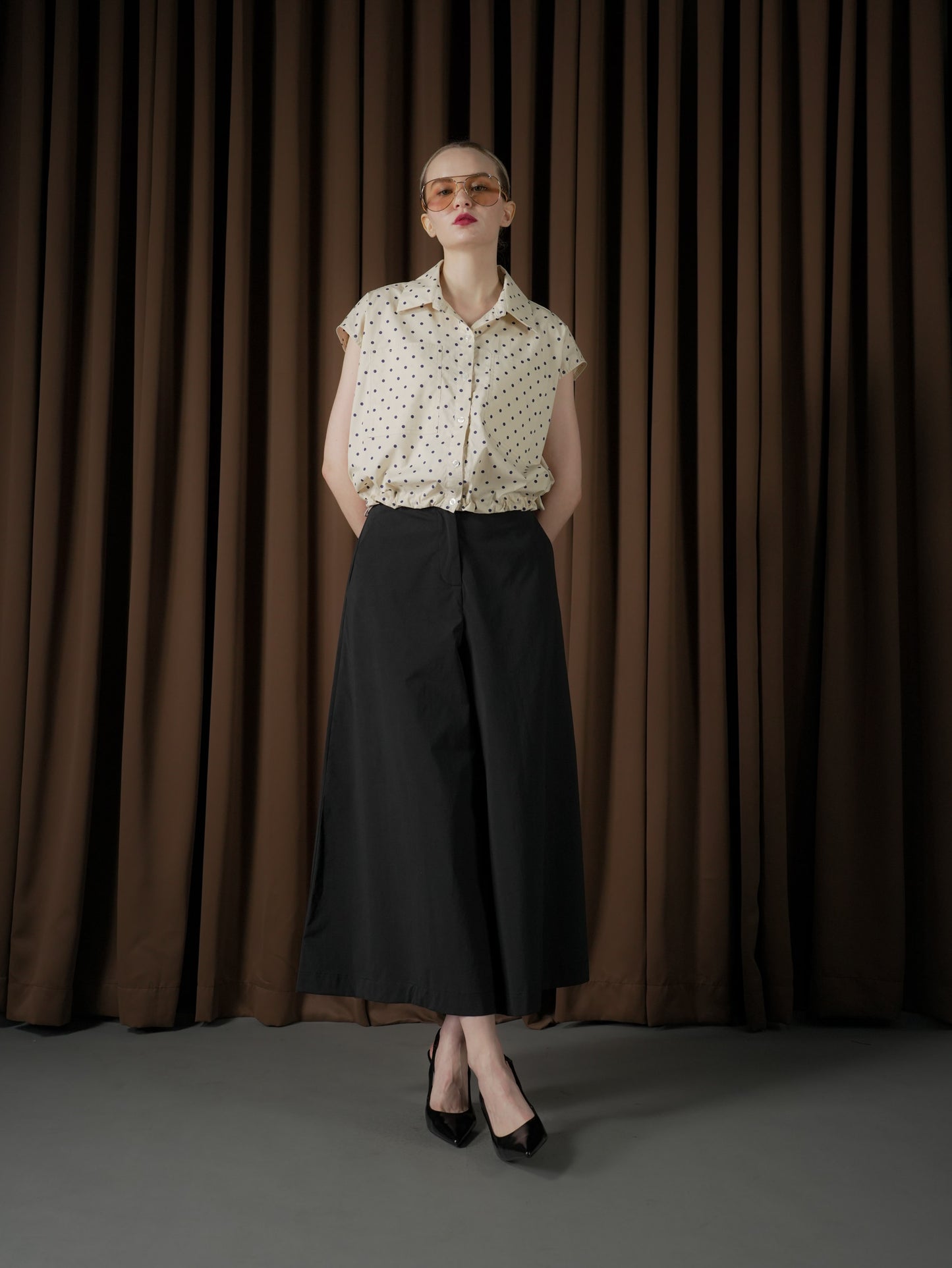 Doreen Polka-Dot Polo Top