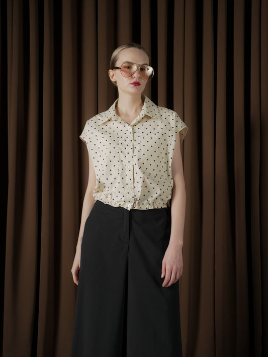 Doreen Polka-Dot Polo Top