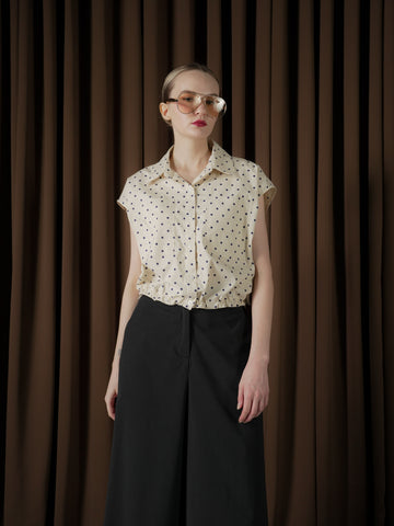 Doreen Polka-Dot Polo Top