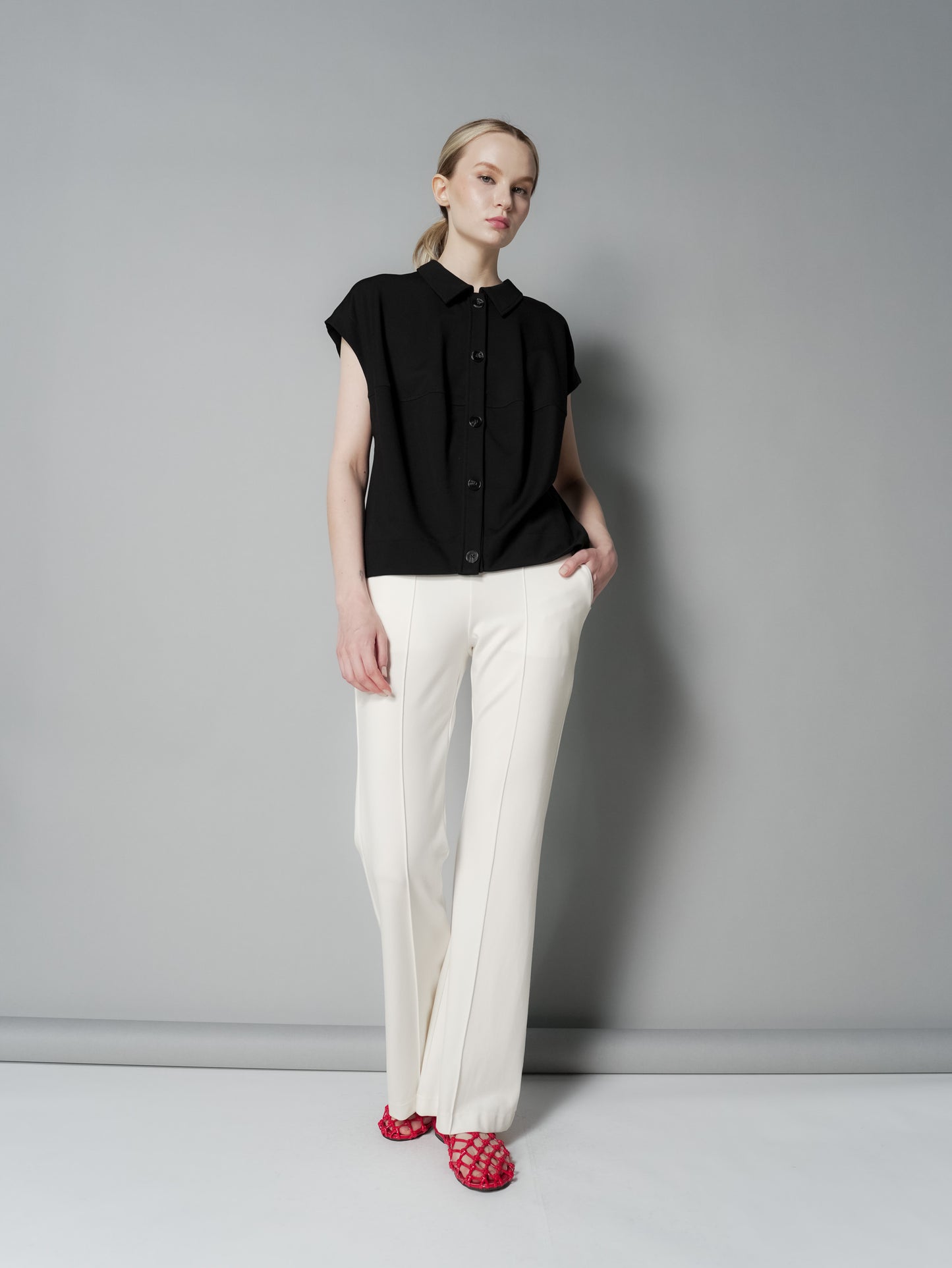 Mimi Contrast Buttondown Top