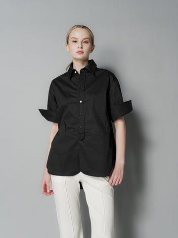 Megan Two-Tone Buttons Polo Top