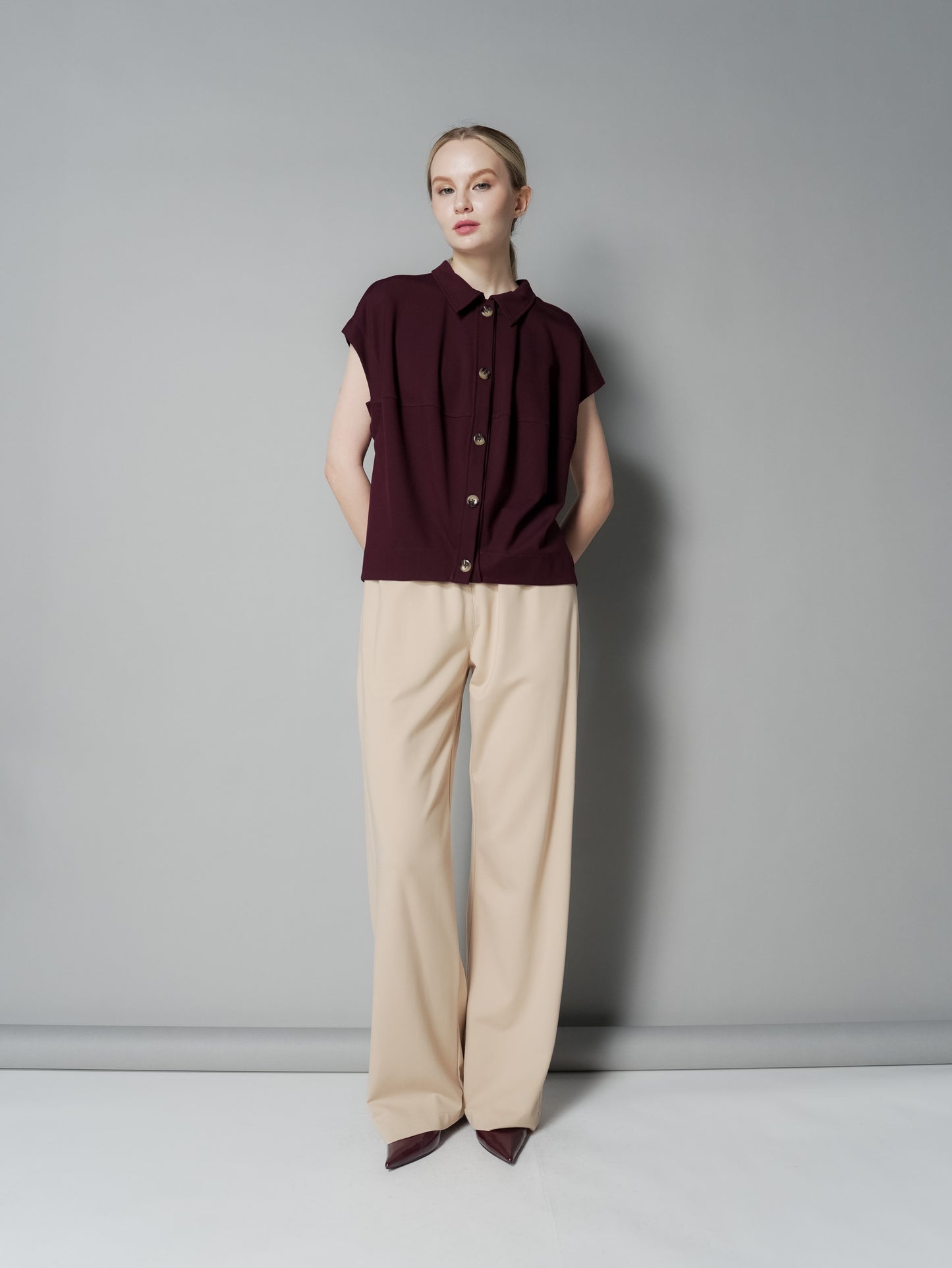 Mimi Contrast Buttondown Top