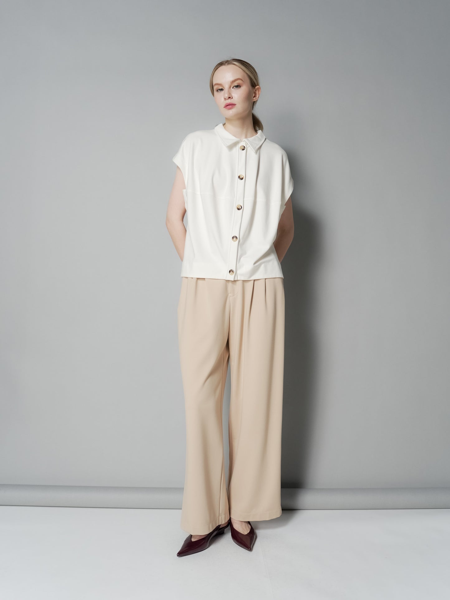 Mimi Contrast Buttondown Top