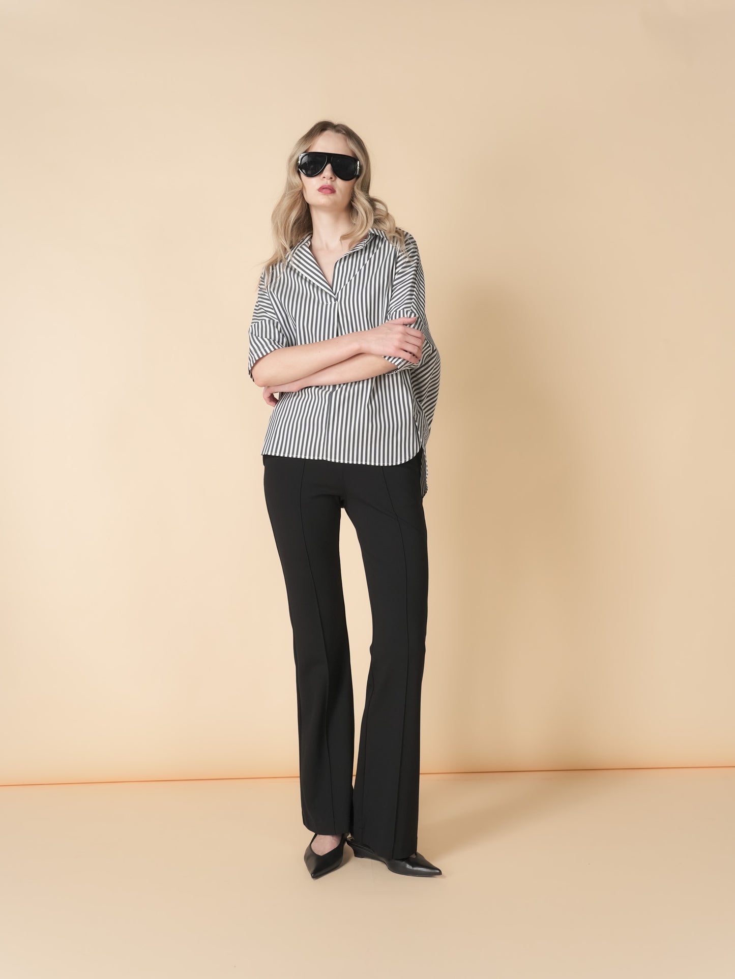 Vega Striped Loose Polo Top