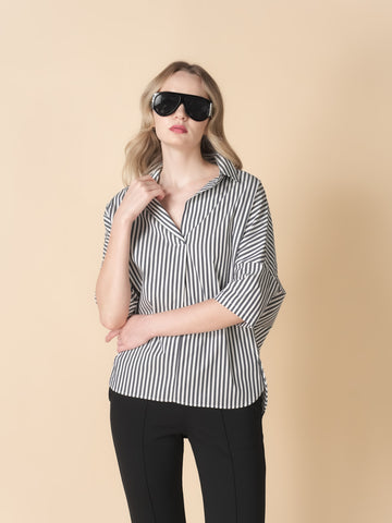 Vega Striped Loose Polo Top