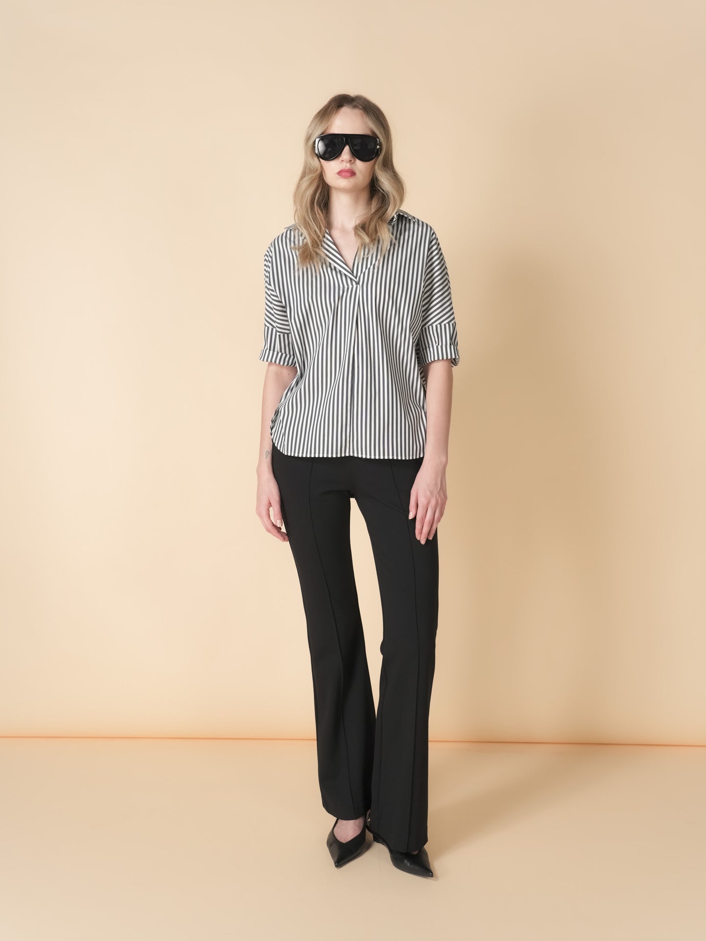 Vega Striped Loose Polo Top