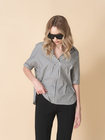 Vega Striped Loose Polo Top