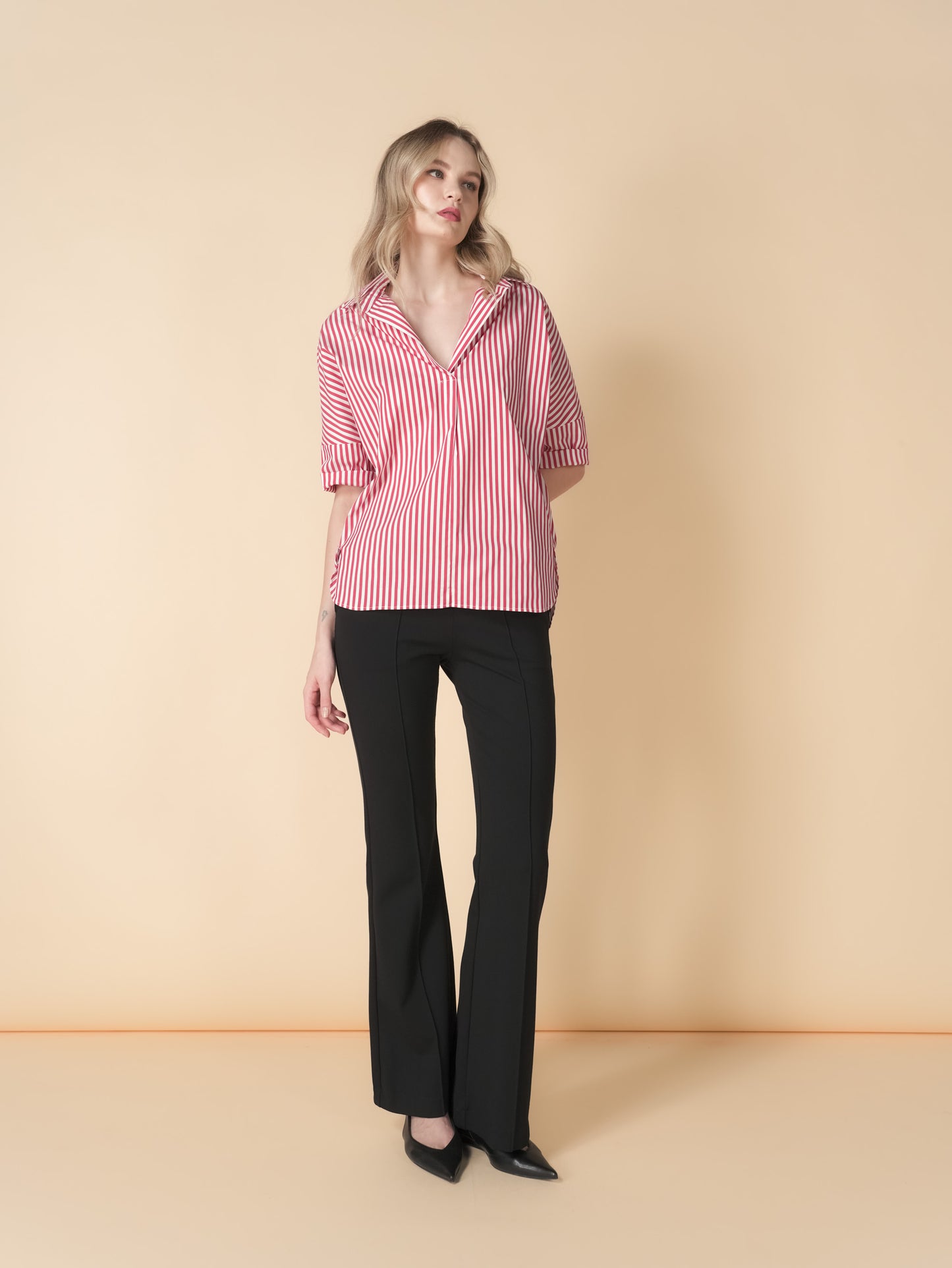 Vega Striped Loose Polo Top