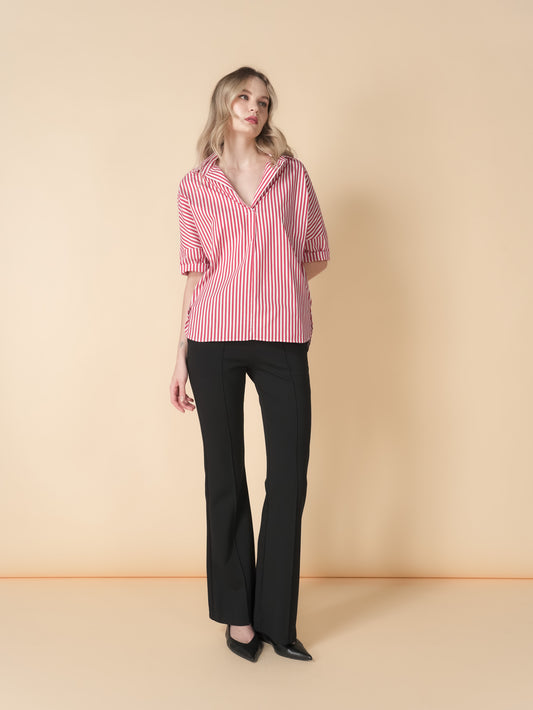 Vega Striped Loose Polo Top