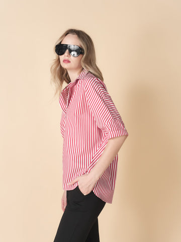 Vega Striped Loose Polo Top
