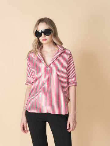 Vega Striped Loose Polo Top