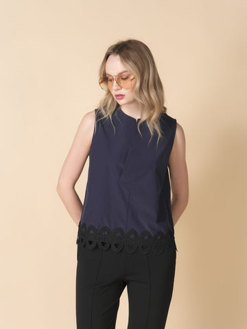 Zendy Sleeveless Lace Combi Top