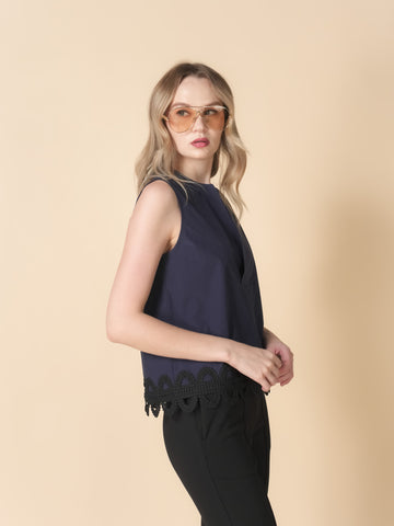 Zendy Sleeveless Lace Combi Top