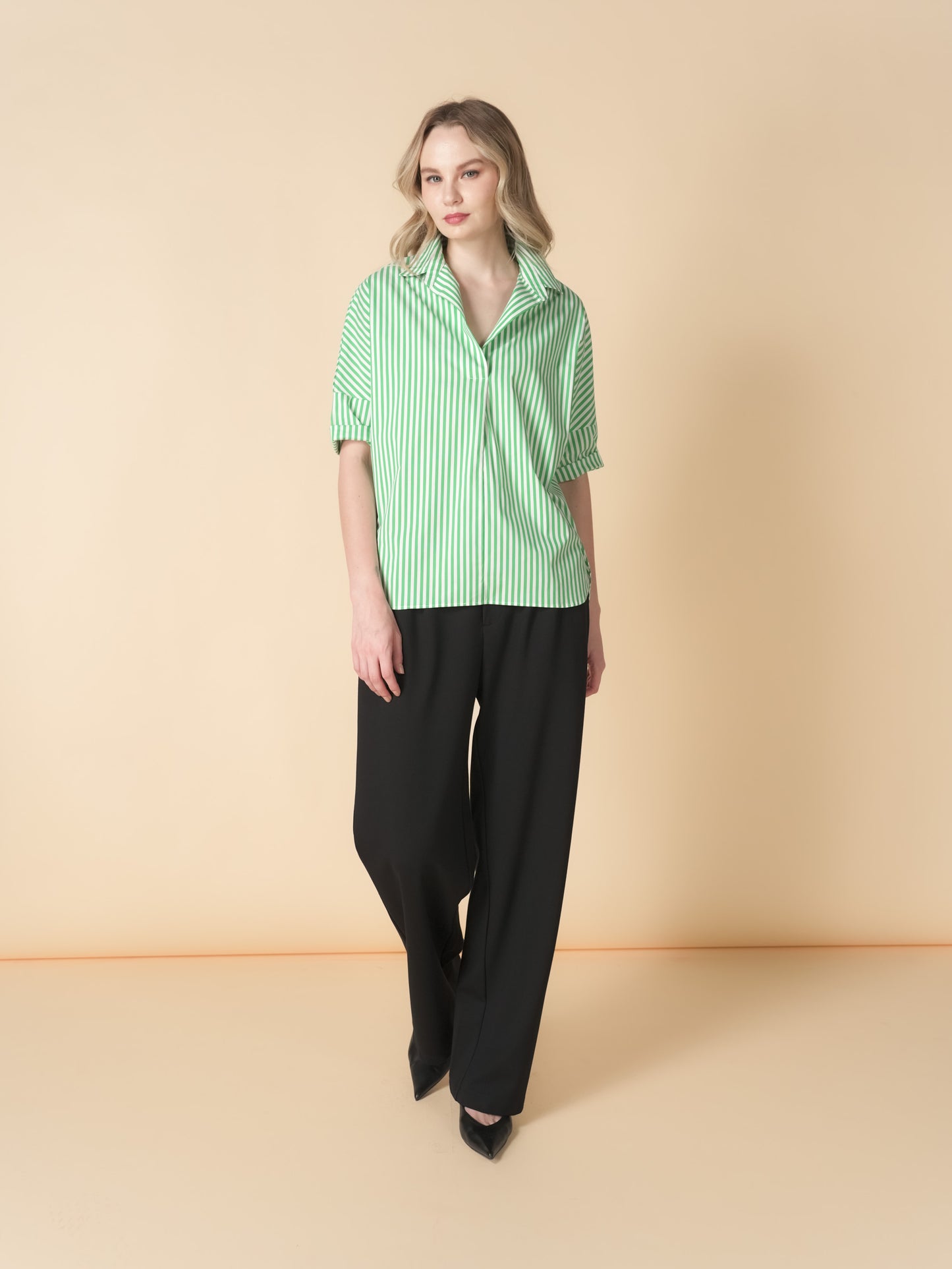 Vega Striped Loose Polo Top