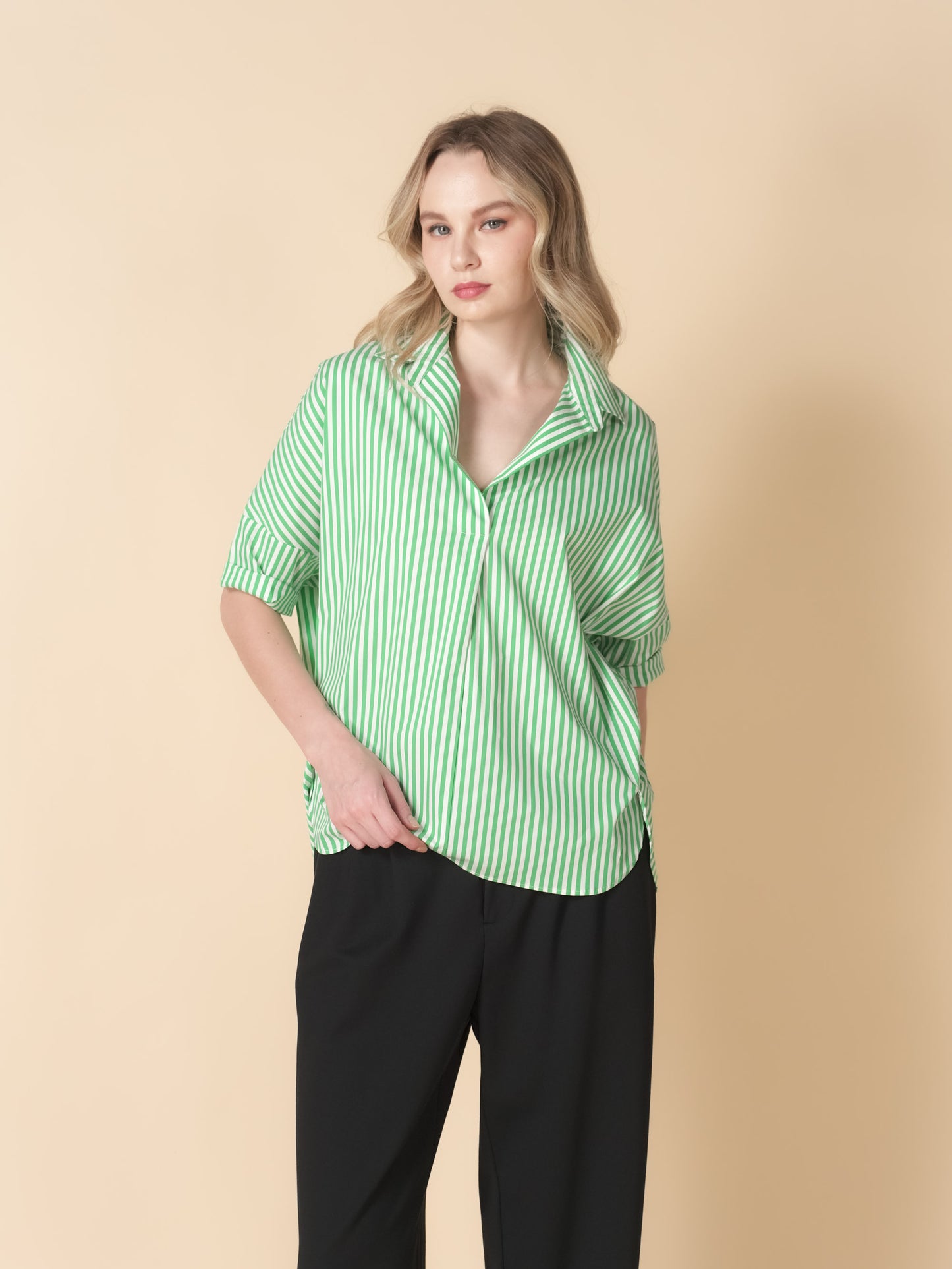Vega Striped Loose Polo Top