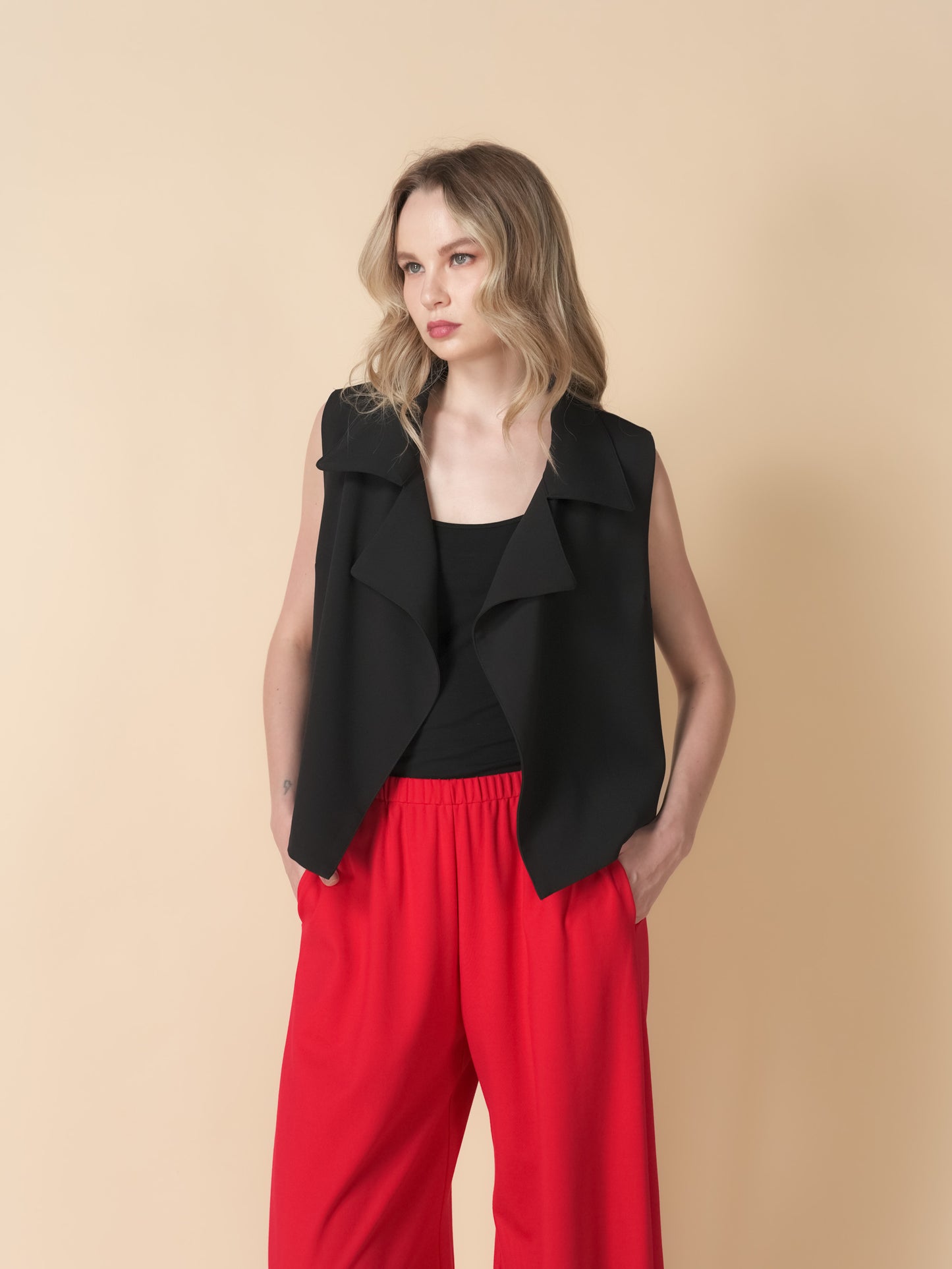 Asunta Crepe Flowy Vest Top