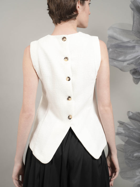 Margarita Back Button Tweed Vest Top