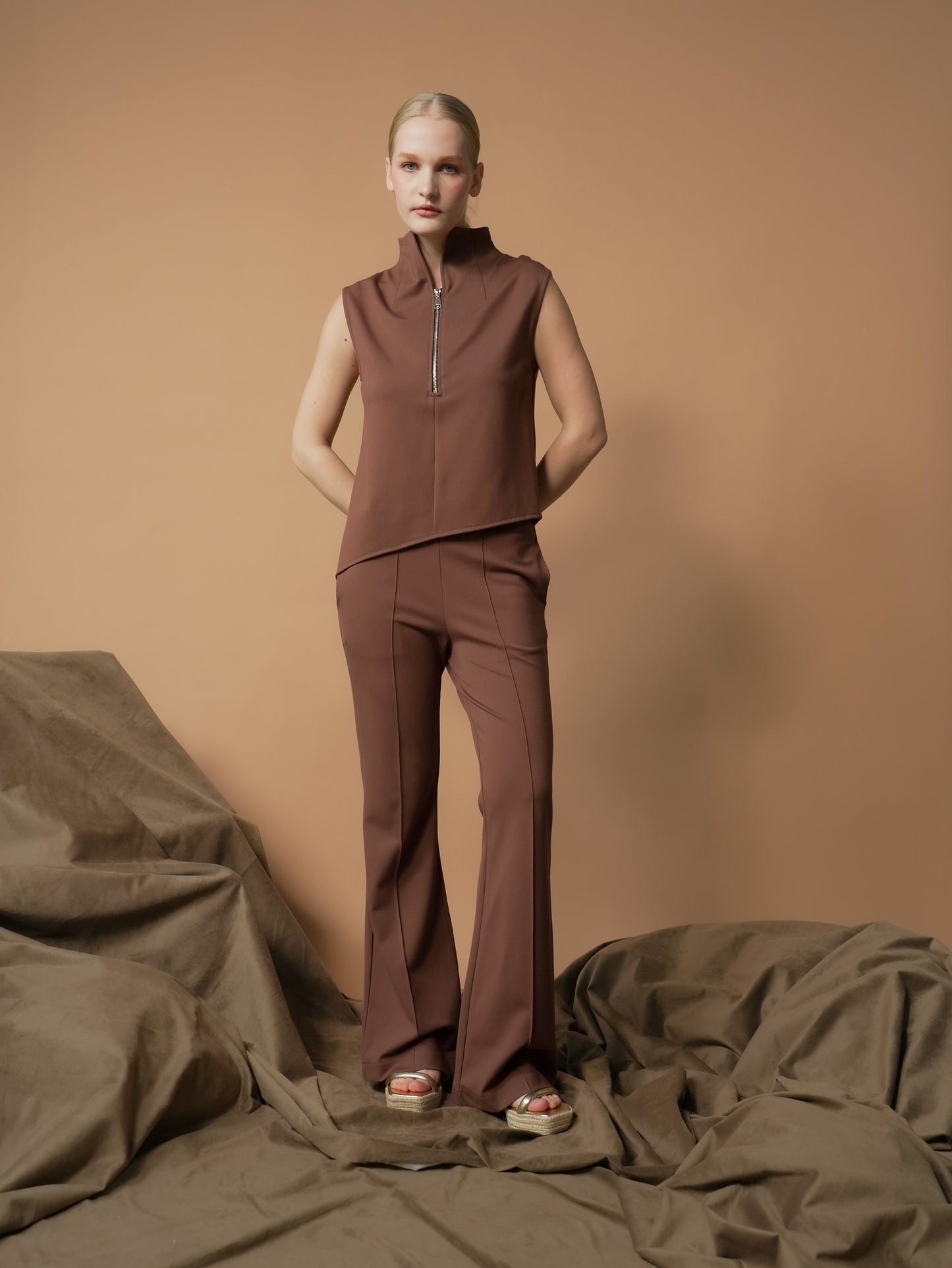 Selina Zipped High Neck Top