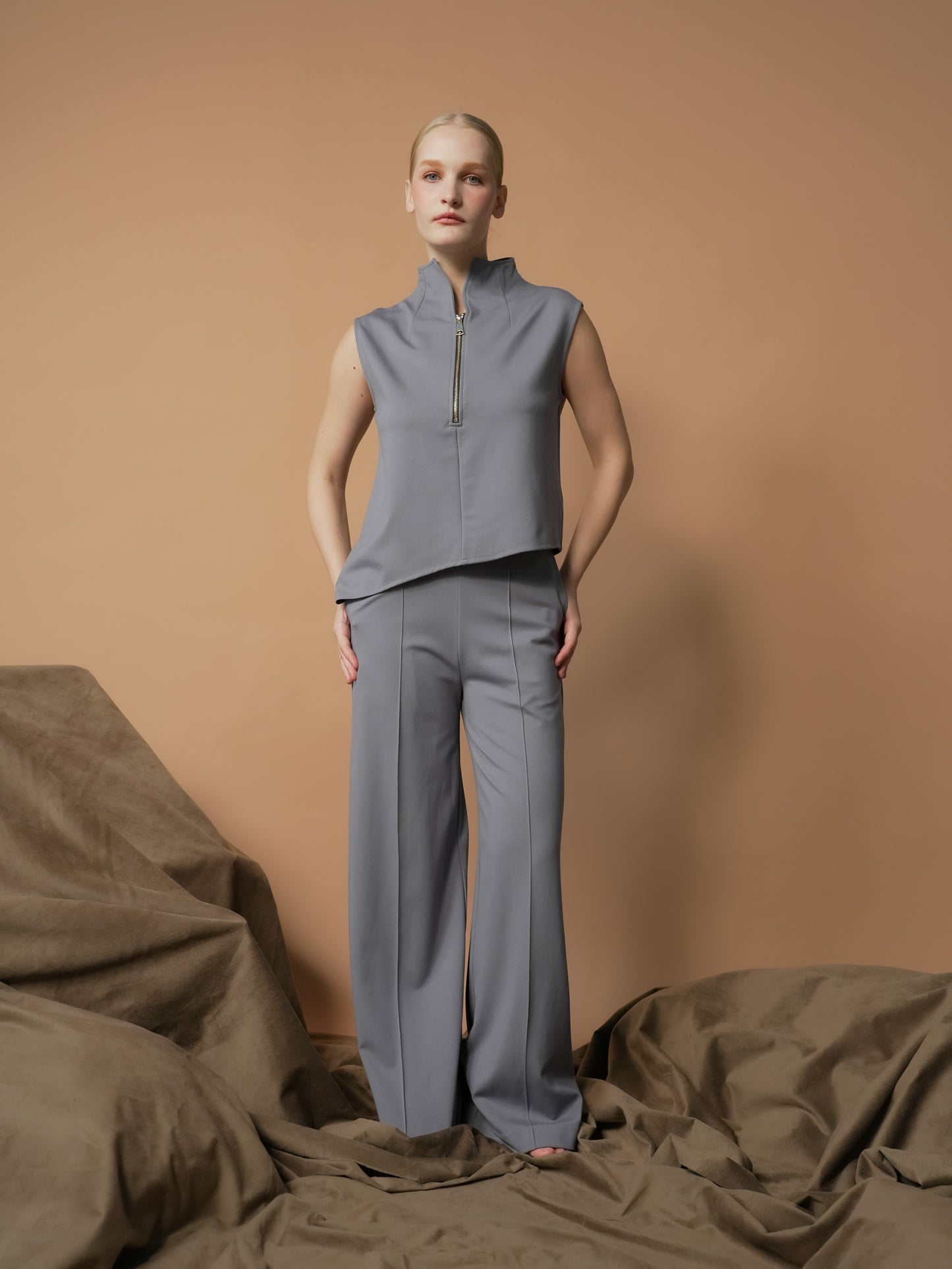 Selina Zipped High Neck Top