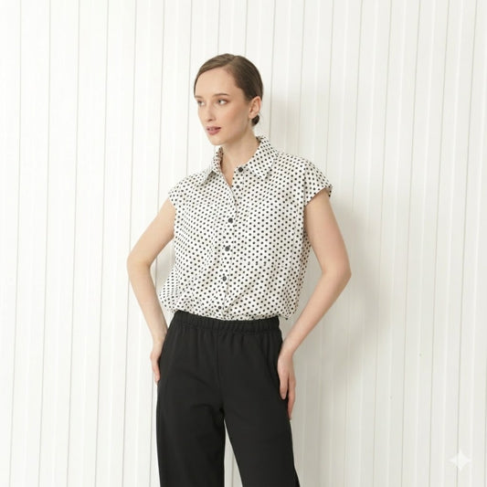 Doreen Polka-Dot Polo Top