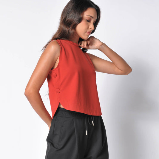 Sasha Sleevless Top with Side Buttons