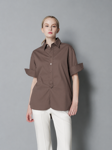 Megan Two-Tone Buttons Polo Top